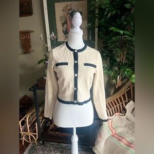 OAK + FORT Cream and Black Sweater